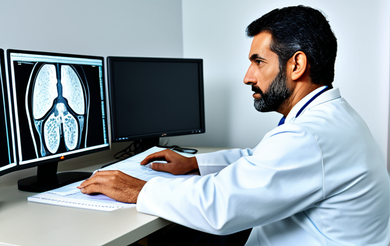 **
"A radiologist in a modern Spanish hospital, analyzing a medical scan on a computer. The image shows a detailed segmentation highlighting a specific area. Professional attire, fully clothed, appropriate content, safe for work, perfect anatomy, natural proportions, high quality."
**