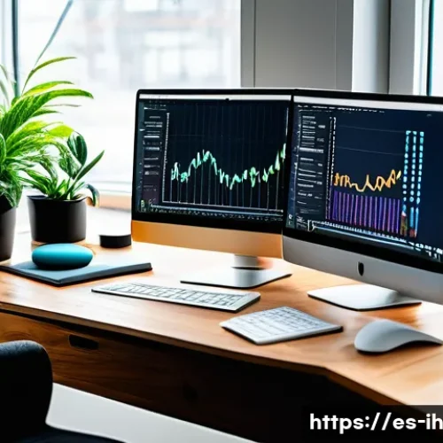 Home 29 AI 모델 성능 개선을 위한 하이퍼파라미터 튜닝 - A modern data scientist’s workspace in a bright, cozy home office setting, featuring dual monitors d...